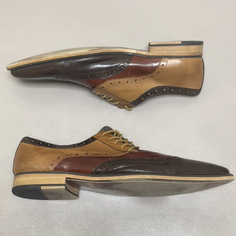 Stacy Adams Shoes Wingtip Oxford Men 12 D Brown Tri Color  Tinsley Dress Lace Up